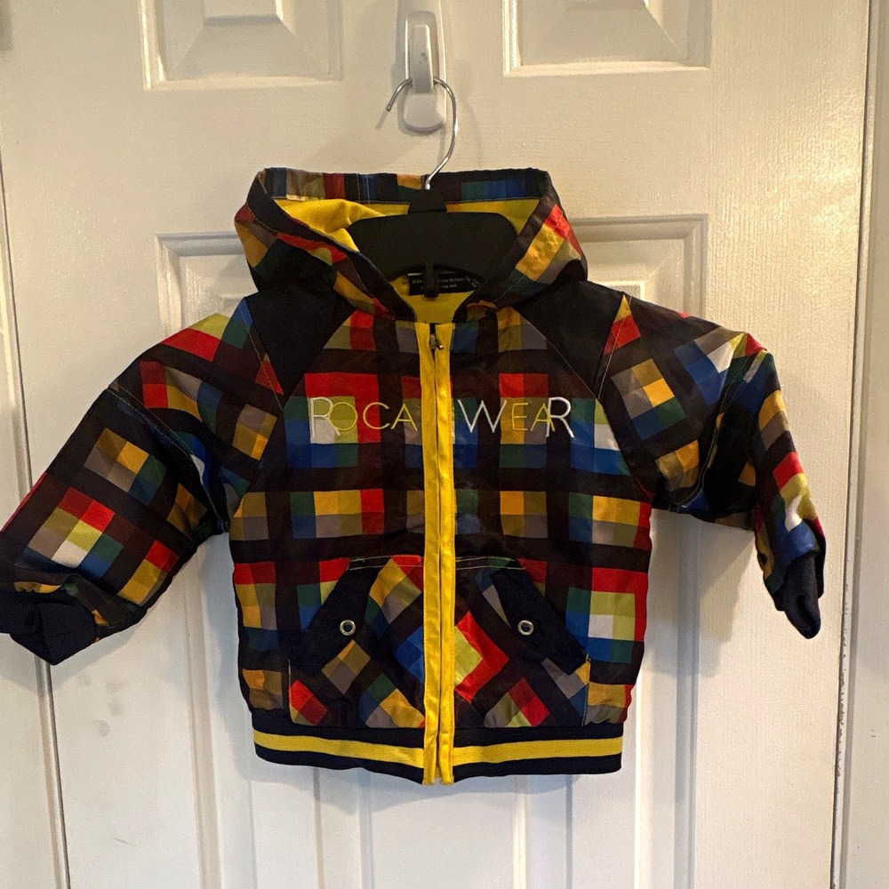 Rocawear 18-24M Multicolor Plaid Hooded Full Zip Polyester Jacket